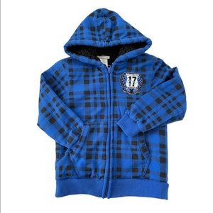 Boys Sherpa Lined Full Zip Plaid Jacket Size 5/6